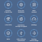 Adattatore USB WiFi6 per scheda di rete wireless dual band COMFAST C-952AX V2 1800Mbps, CF-952AX V2