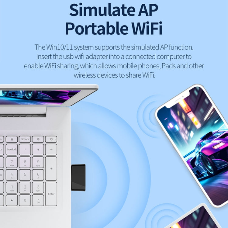 Adattatore di rete mini USB COMFAST CF-940AX 300 Mbps 2,4 GHz WiFi6, CF-940AX