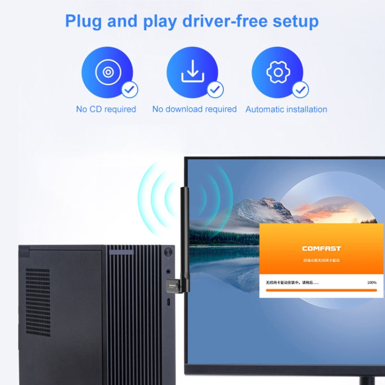 Adattatore di rete mini USB COMFAST CF-WU818N V2 150 Mbps 2,4 GHz WiFi, CF-WU818N V2