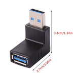 Adattatore convertitore connettore cavo di prolunga USB 3.0 a forma di L da 90 gradi maschio a femmina a forma di L da 2 pezzi