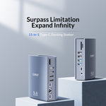 Docking station HUB USB-C 15 in 1 con doppio display 4K
