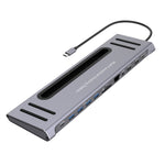 Docking station USB-C 12 in 1 con HDMI, RJ45 e slot SD/TF