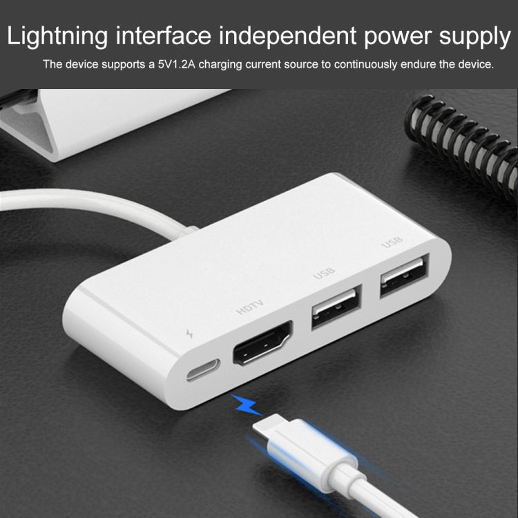75216 Convertitore video HD 4 in 1 da 8 pin a HDMI + ricarica 8 pin + 2 porte USB, 75216