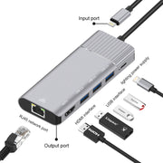 79591 6 in 1 8 pin a RJ45 + HDMI + ricarica 8 pin + 3 porte USB 2.0 Docking station convertitore HUB multifunzione, 79591