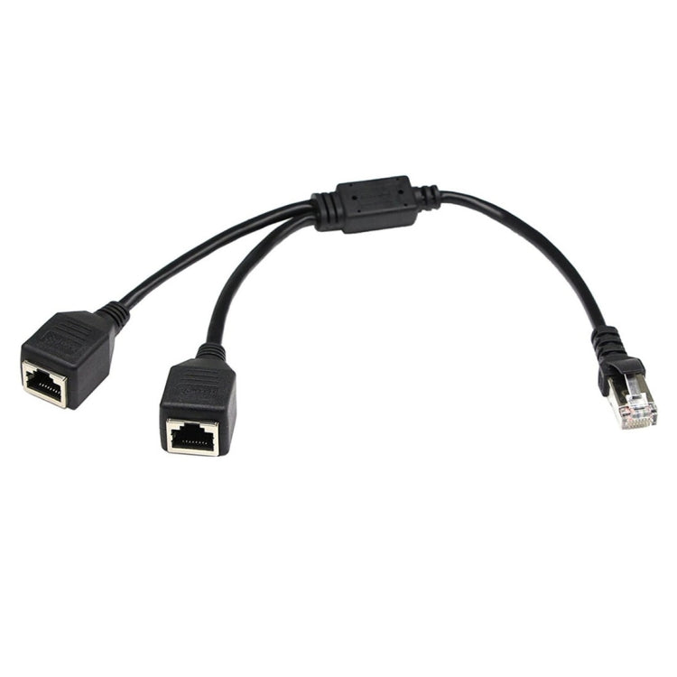 Adattatore splitter per spina LAN Ethernet CAT5 RJ45 da 1 a 2 prese, lunghezza cavo: 25 cm