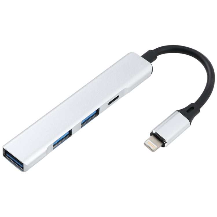 S-209 HUB adattatore 3 in 1 da 8 pin maschio a doppio USB 2.0 + USB 3.0 femmina, S-209 (Silver), S-209 (Silver Grey)