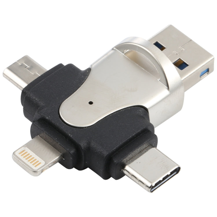 Lettore di schede TF 4 in 1 8 pin + USB-C / Tipo-C + Micro USB + USB 3.0 maschio, 4 in 1