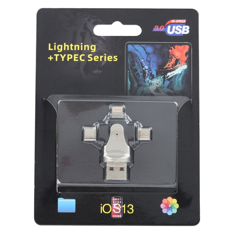 Lettore di schede TF 4 in 1 8 pin + USB-C / Tipo-C + Micro USB + USB 3.0 maschio, 4 in 1