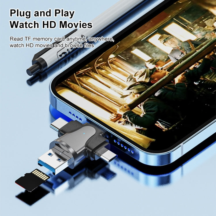 Lettore di schede TF 4 in 1 8 pin + USB-C / Tipo-C + Micro USB + USB 3.0 maschio, 4 in 1
