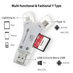 Lettore schede TF/SD 4 in 1 compatibile USB-C Micro USB 8 pin