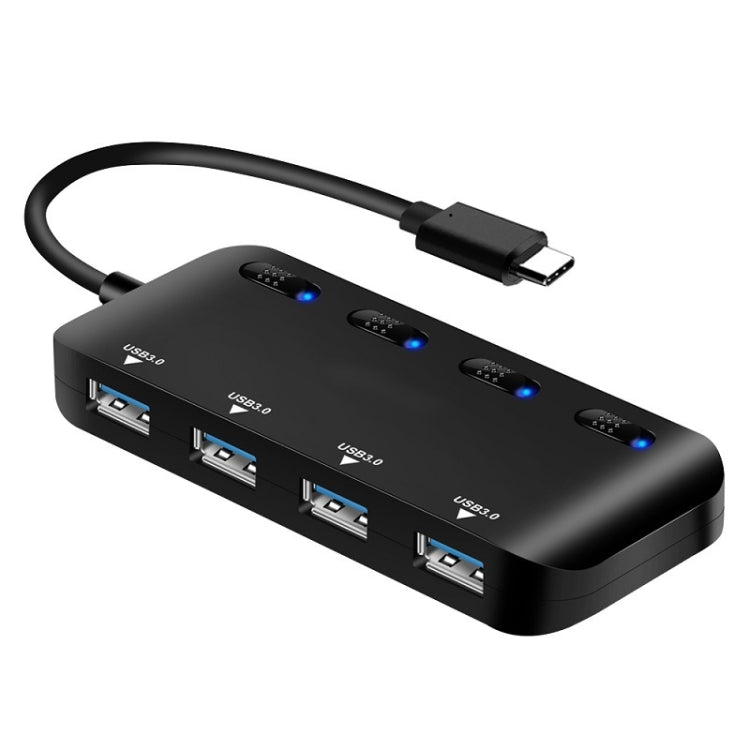 Hub USB 3.0 4 porte con USB-C e interruttori indipendenti