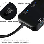 Hub USB 3.0 4 porte con USB-C e interruttori indipendenti