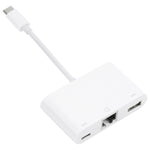 Adattatore 3 in 1 USB-C a USB, Ethernet e Type-C