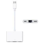 NK-107 TC 3 in 1 USB-C / Type-C maschio a USB + Ethernet + adattatore di alimentazione femmina Type-C, NK-107 TC