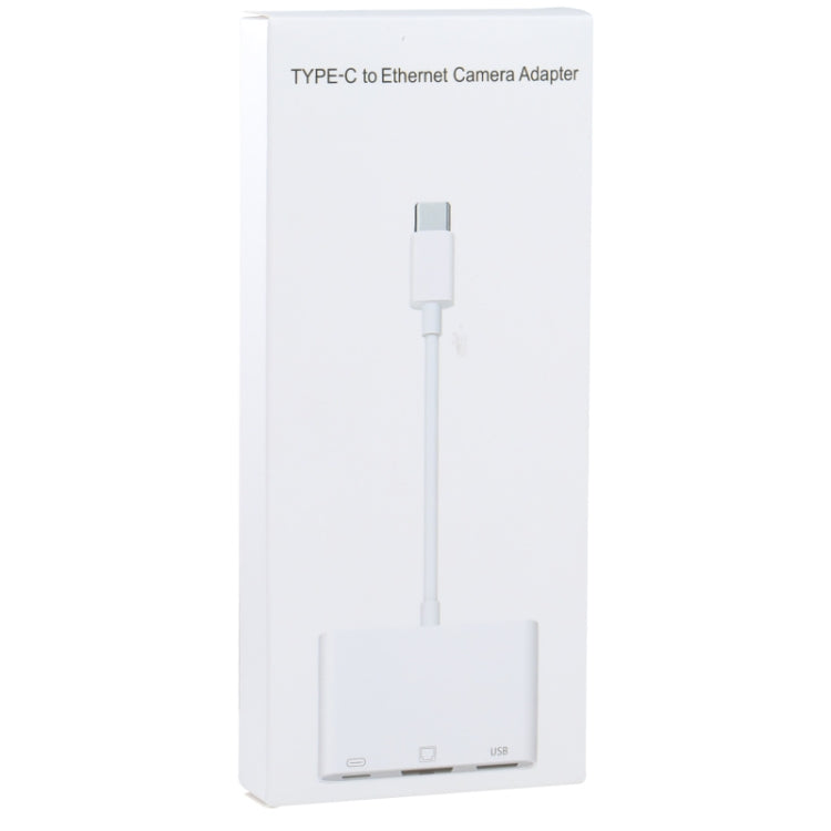Adattatore 3 in 1 USB-C a USB, Ethernet e Type-C