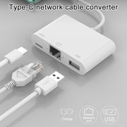 NK-107 TC 3 in 1 USB-C / Type-C maschio a USB + Ethernet + adattatore di alimentazione femmina Type-C, NK-107 TC