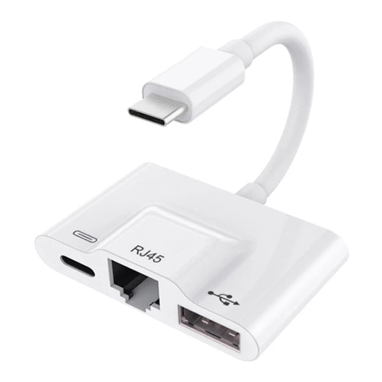 Adattatore 3 in 1 USB-C a USB + RJ45 Ethernet + Type-C
