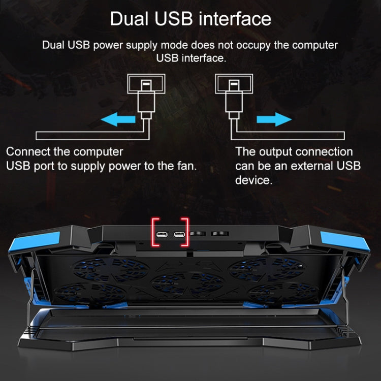 Supporto laptop con doppie porte USB e radiatore a cinque ventole