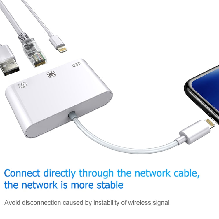 NK-107 3 in 1 Ethernet + USB + porte di ricarica femmina da 8 pin a cavo convertitore video digitale OTG maschio da 8 pin
