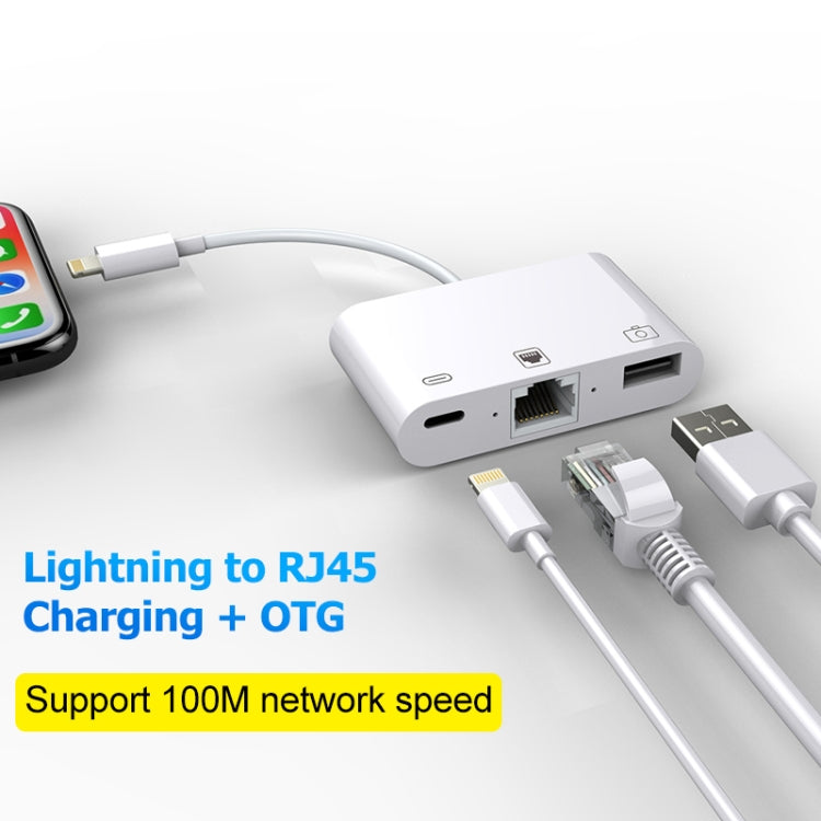 NK-107 3 in 1 Ethernet + USB + porte di ricarica femmina da 8 pin a cavo convertitore video digitale OTG maschio da 8 pin