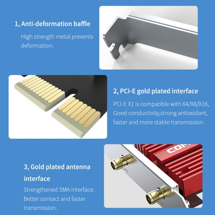 Ricevitore WiFi adattatore di rete wireless PCIE COMFAST CF-BE200 Pro 8774Mbps WiFi7, CF-BE200 Pro