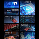 Ricevitore WiFi adattatore di rete wireless PCIE COMFAST CF-BE200 Pro 8774Mbps WiFi7, CF-BE200 Pro