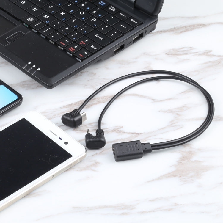 Cavo USB-C a Micro USB e USB-C femmina 25 cm nero