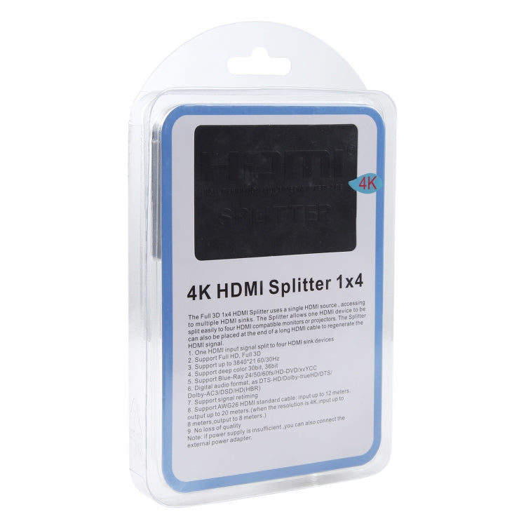 Splitter box HDMI 3D 4K, 1 ingresso x 4 uscite, alimentazione USB