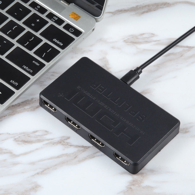 Splitter box HDMI 3D 4K, 1 ingresso x 4 uscite, alimentazione USB