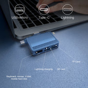 Docking station multifunzione NK-939C 3 in 1 da USB a USB-C / Type-C + 8PIN