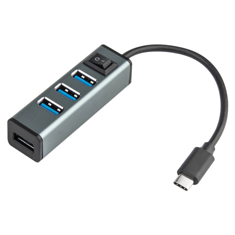 HUB in lega di alluminio da USB-C/Type-C a 4 porte USB 3.0 con interruttore, USB-C / Type-C