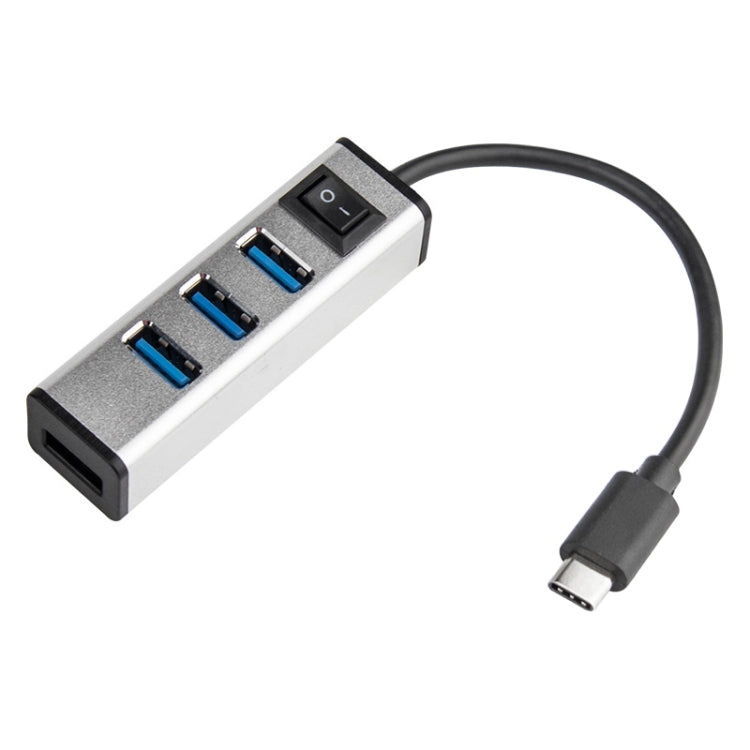 Hub USB-C 4 porte USB 3.0 in lega di alluminio con interruttore