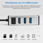 Hub USB-C 4 porte USB 3.0 in lega di alluminio con interruttore