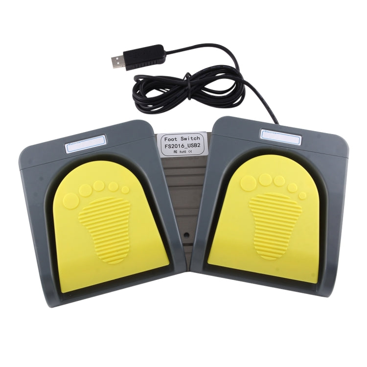 FS2016-USB 2 USB portatile 2 Interruttore a pedale Controllo a pedale Tastiera, Multimedia / Tastiera / Gamepad / Mouse / String / B Funzioni di acquisizione immagini a ultrasuoni, 2 Foot Switch