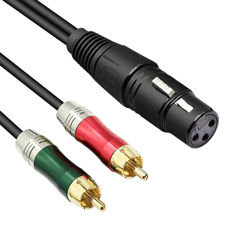 30cm CANNON 3 Pin Female XLR Audio Connector Adapter Cable with Metal Head to 2 RCA Male for Microphone/Audio Equipment, 2 RCA Male