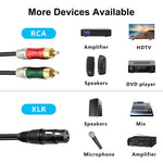 Cavo adattatore audio XLR femmina 3 pin a 2 RCA maschio 30 cm