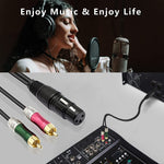 Cavo adattatore audio XLR femmina 3 pin a 2 RCA maschio 30 cm