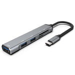 Adattatore USB-C 5 in 1 con 3 USB 3.0 e lettore schede SD/TF