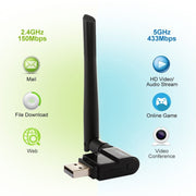 EDUP EP-AC1635 Antenna 2dBi per adattatore Ethernet USB wireless 11AC dual band da 600Mbps per laptop/PC, EP-AC1635