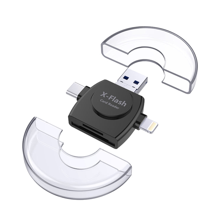 X-Flash R01 3 in 1 8 Pin + USB-C / Type-C + Interfaccia Micro USB Lettore di schede SD / TF
