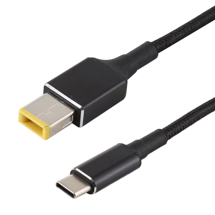 Cavo di ricarica per alimentazione in tessuto di nylon maschio quadrato grande a USB-C / Type-C per Lenovo, lunghezza cavo: 1,7 m, Big Square to Type-C