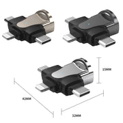 Adattatore OTG 3 in 1, USB to Type-C / Micro USB / 8 Pin