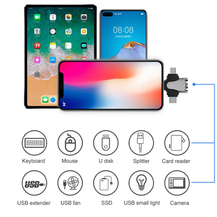 Adattatore OTG 3 in 1 USB a Type-C Micro USB 8 Pin