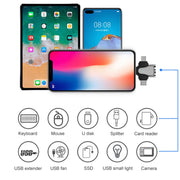 Adattatore OTG 3 in 1, USB to Type-C / Micro USB / 8 Pin
