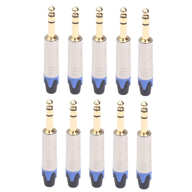 10PCS TC203N 6.35mm Gold Plated Stereo Audio Connector Solder Plug