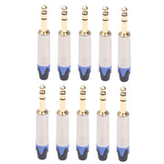 10PCS TC203N 6.35mm Gold Plated Stereo Audio Connector Solder Plug