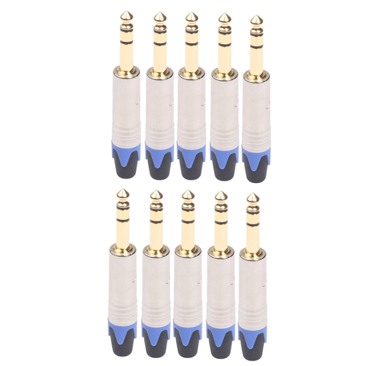 10PCS TC203N 6.35mm Gold Plated Stereo Audio Connector Solder Plug