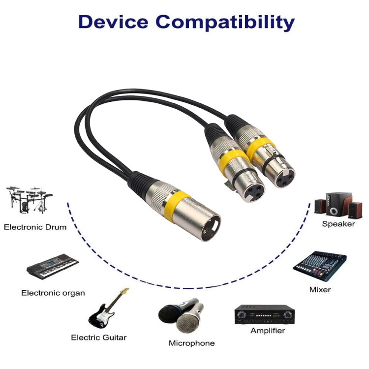 2055MFF-03 Cavo audio per microfono XLR maschio a doppia femmina 2 In1, lunghezza: 0,3 m