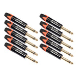 Spina adattatore audio mono 6,35 mm placcata oro 10 pezzi