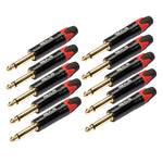 Spina adattatore audio mono 6,35 mm placcata oro 10 pezzi